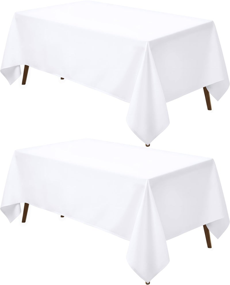 Utopia Kitchen Rectangle Table Cloth 2 Pack(90x132 Inches, White), Tablecloth Machine Washable, Polyester Table Cover for Dining, Buffet Parties, Picnics, Events, Weddings and Restaurants - Image 1